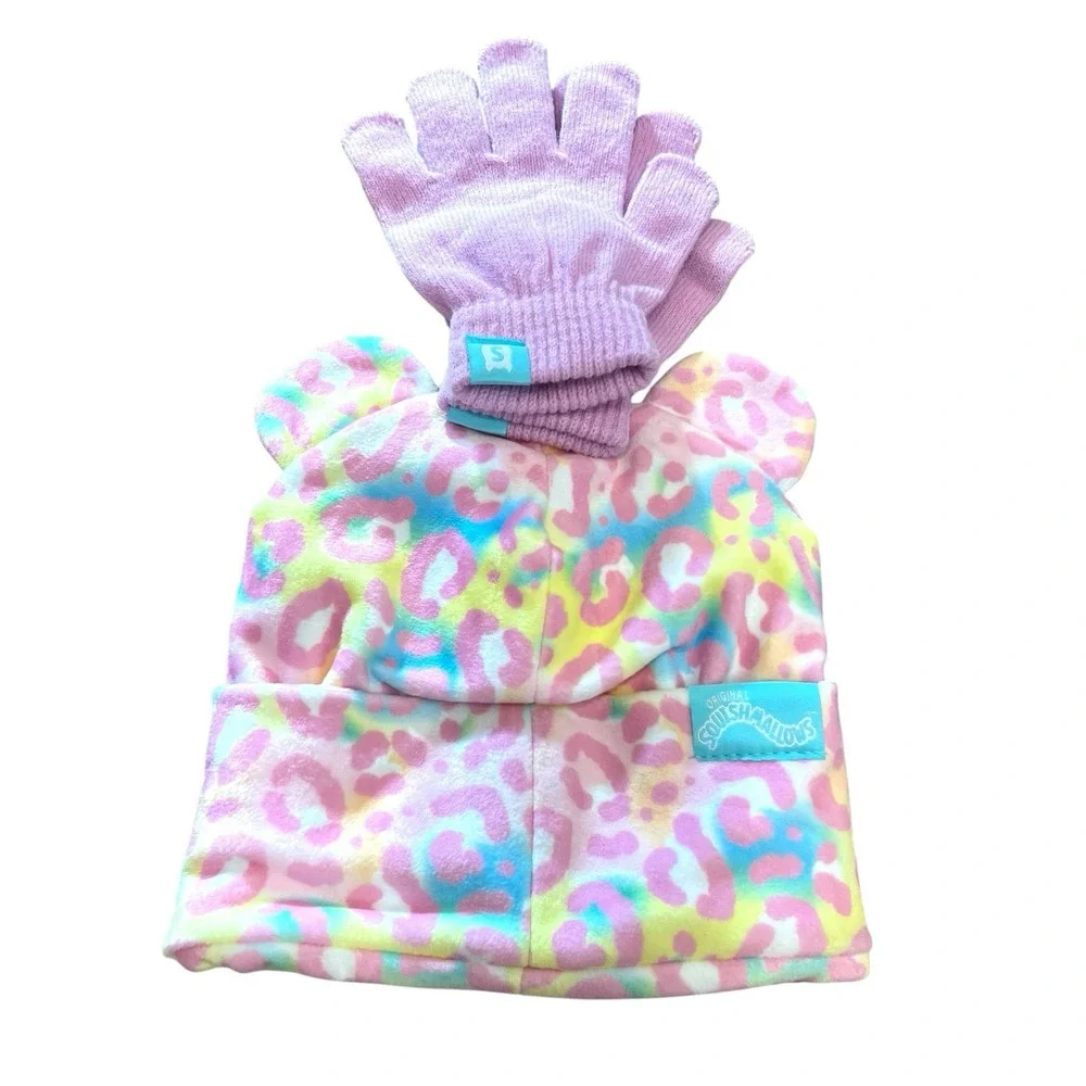 Squishmallows Michaela Beanie Hat‎ Gloves Set Cuffed Winter Knit Cap Soft NWT